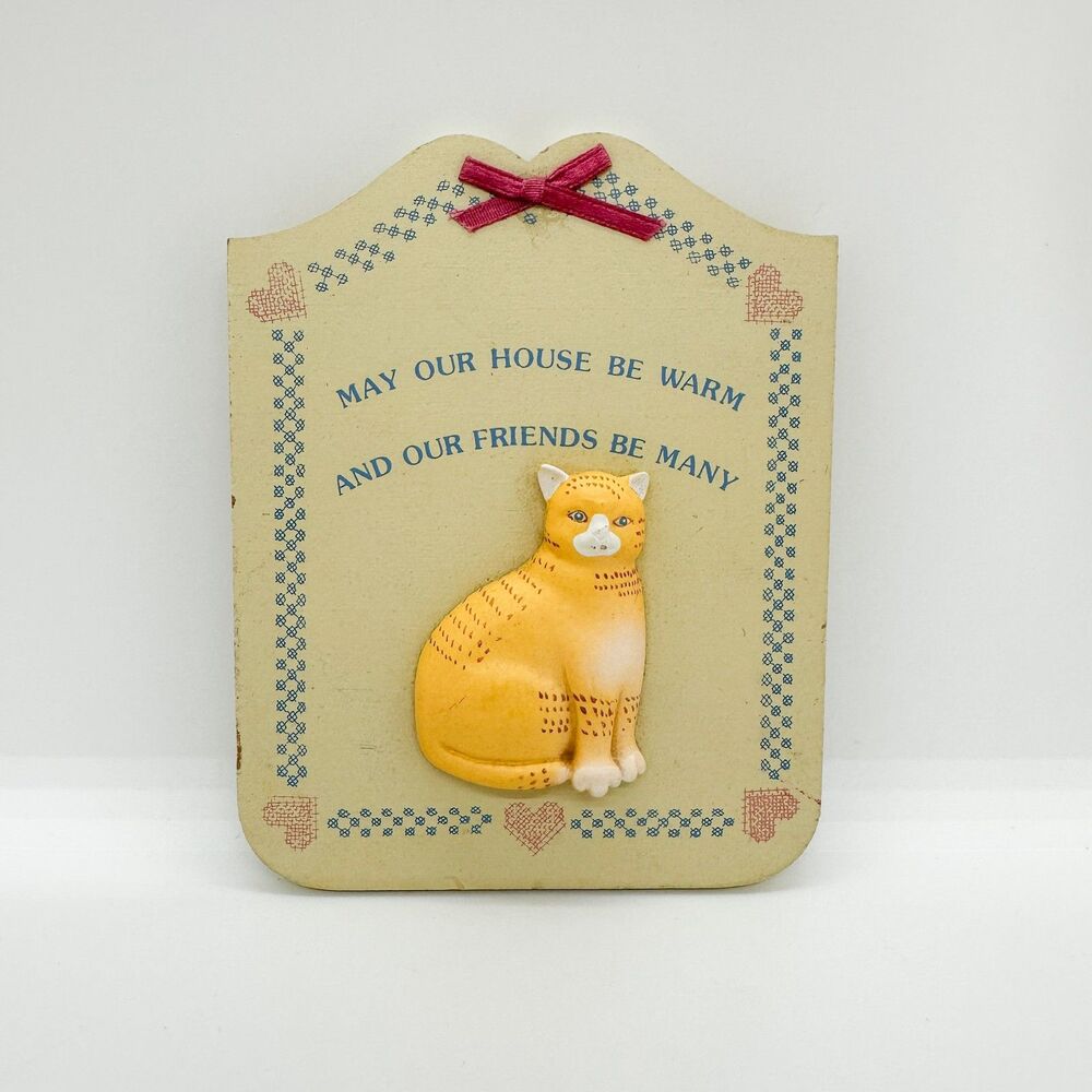 Vintage Russ Orange Cat Wall Plaque Cottagecore Country Farm
